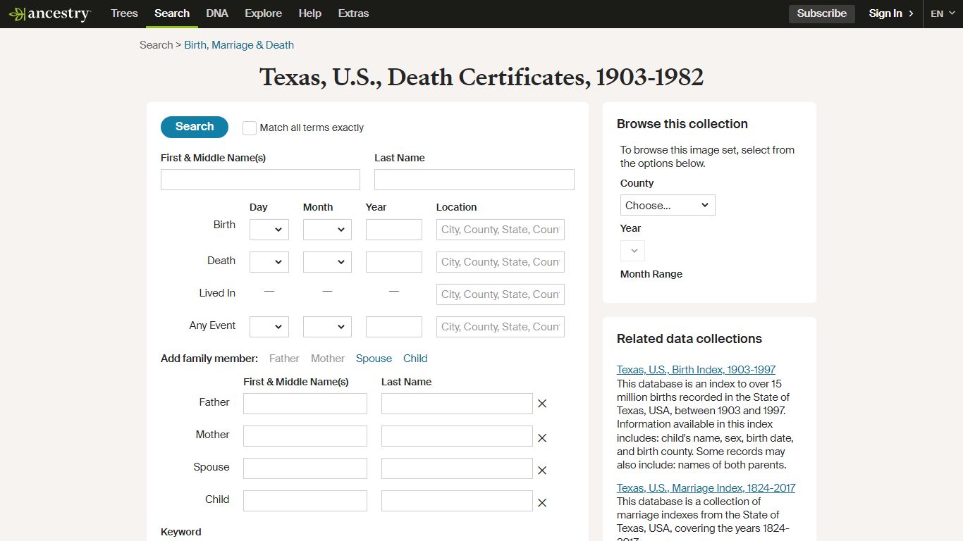 Texas, U.S., Death Certificates, 1903-1982 - Ancestry