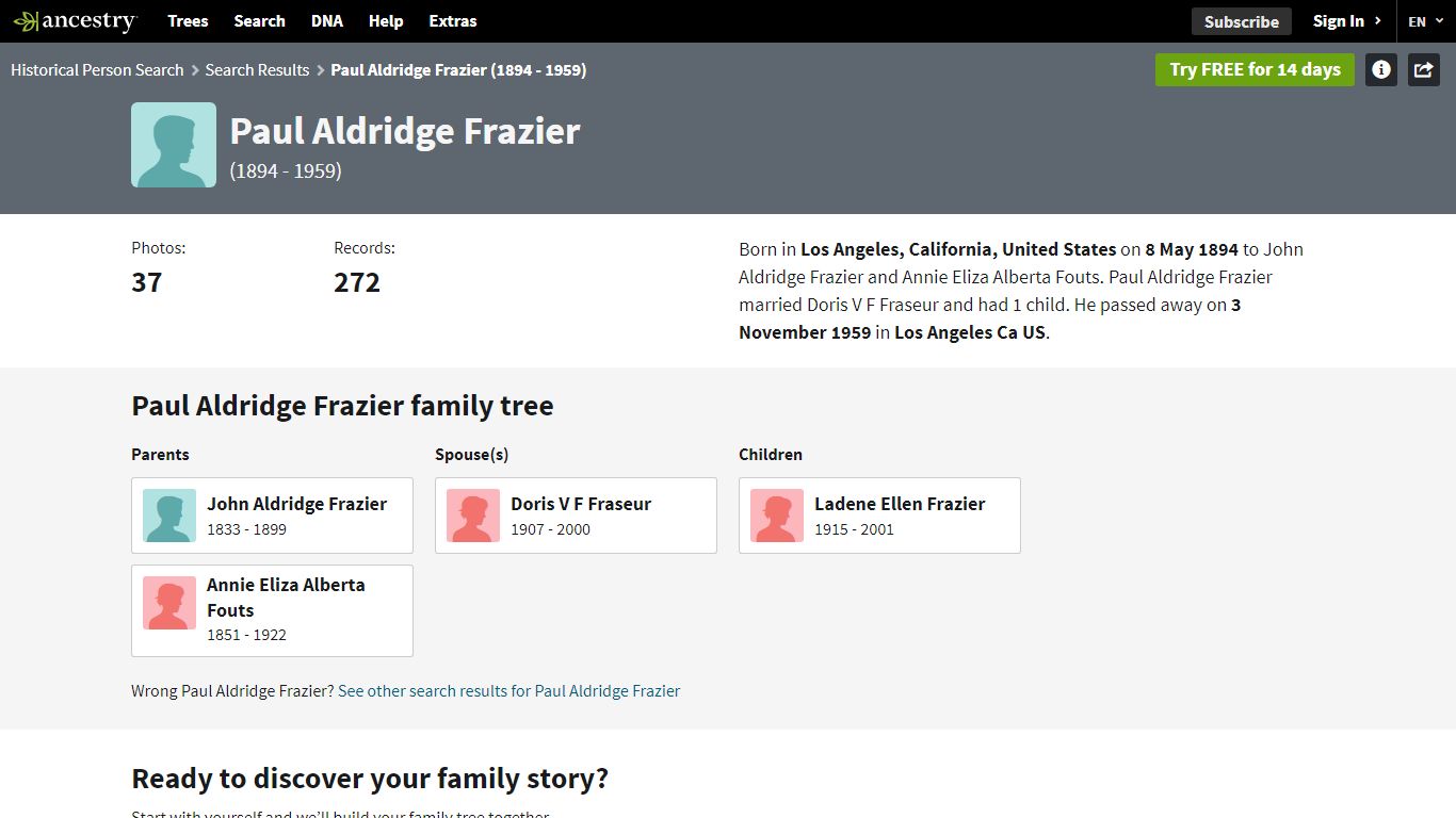 Paul Aldridge Frazier 1894-1959 - Ancestry®