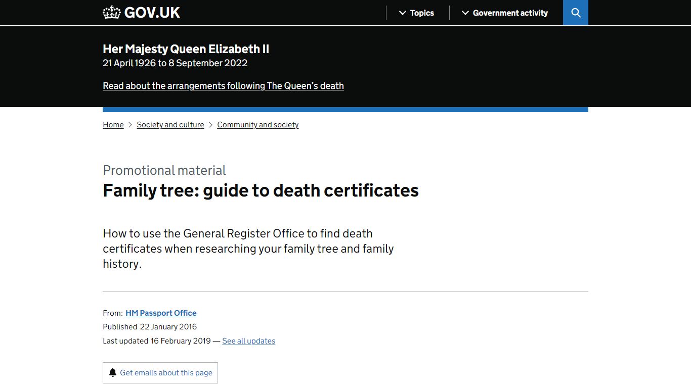 Family tree: guide to death certificates - GOV.UK